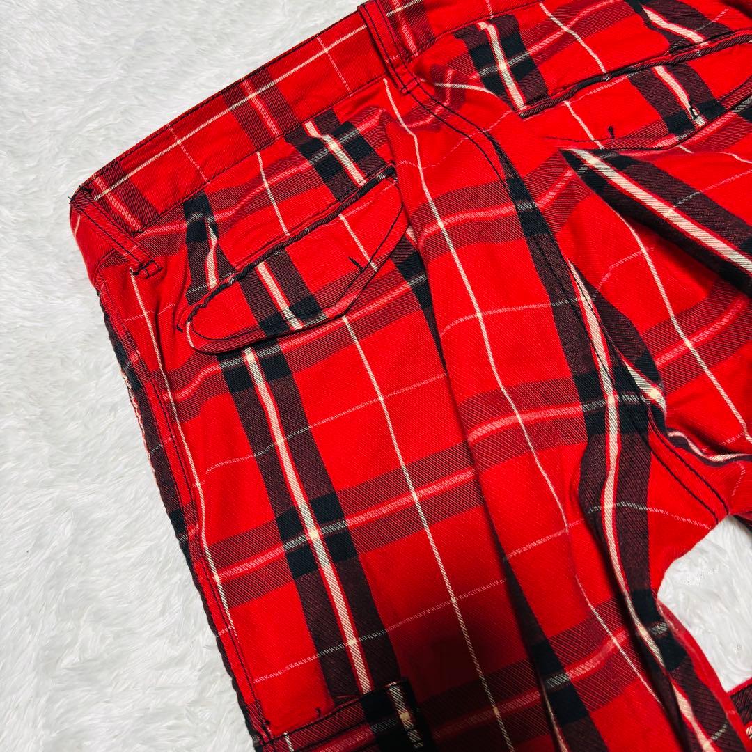 y2k 00s Double Edge フレア パンツ ボンテージ パンツ L