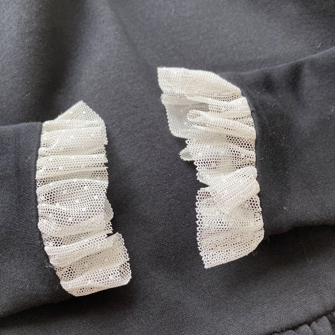 人気　ツルバイマリコオイカワ レース襟　ペプラムトップス　ブラック　黒