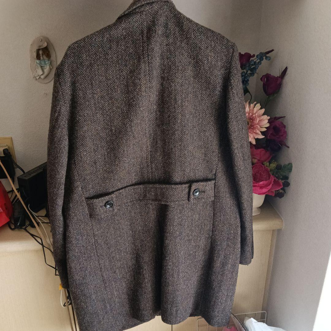 あ*様 ハリスツイードヘリンボーンパターン チェスターコート ブラウン