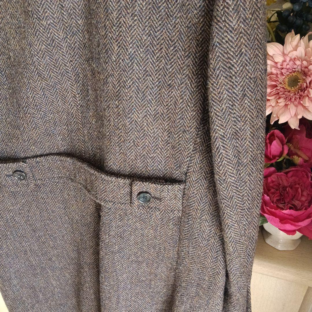 あ*様 ハリスツイードヘリンボーンパターン チェスターコート ブラウン