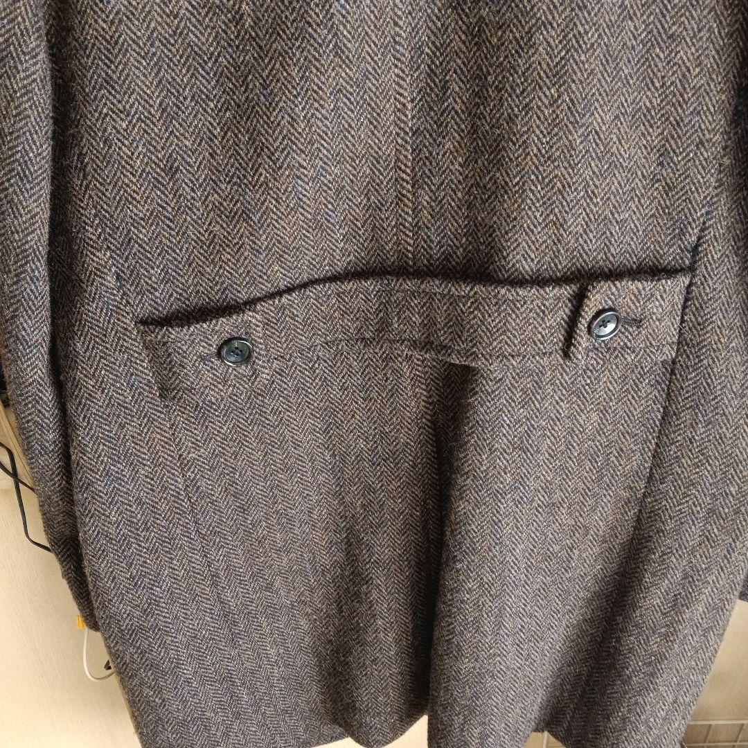 あ*様 ハリスツイードヘリンボーンパターン チェスターコート ブラウン