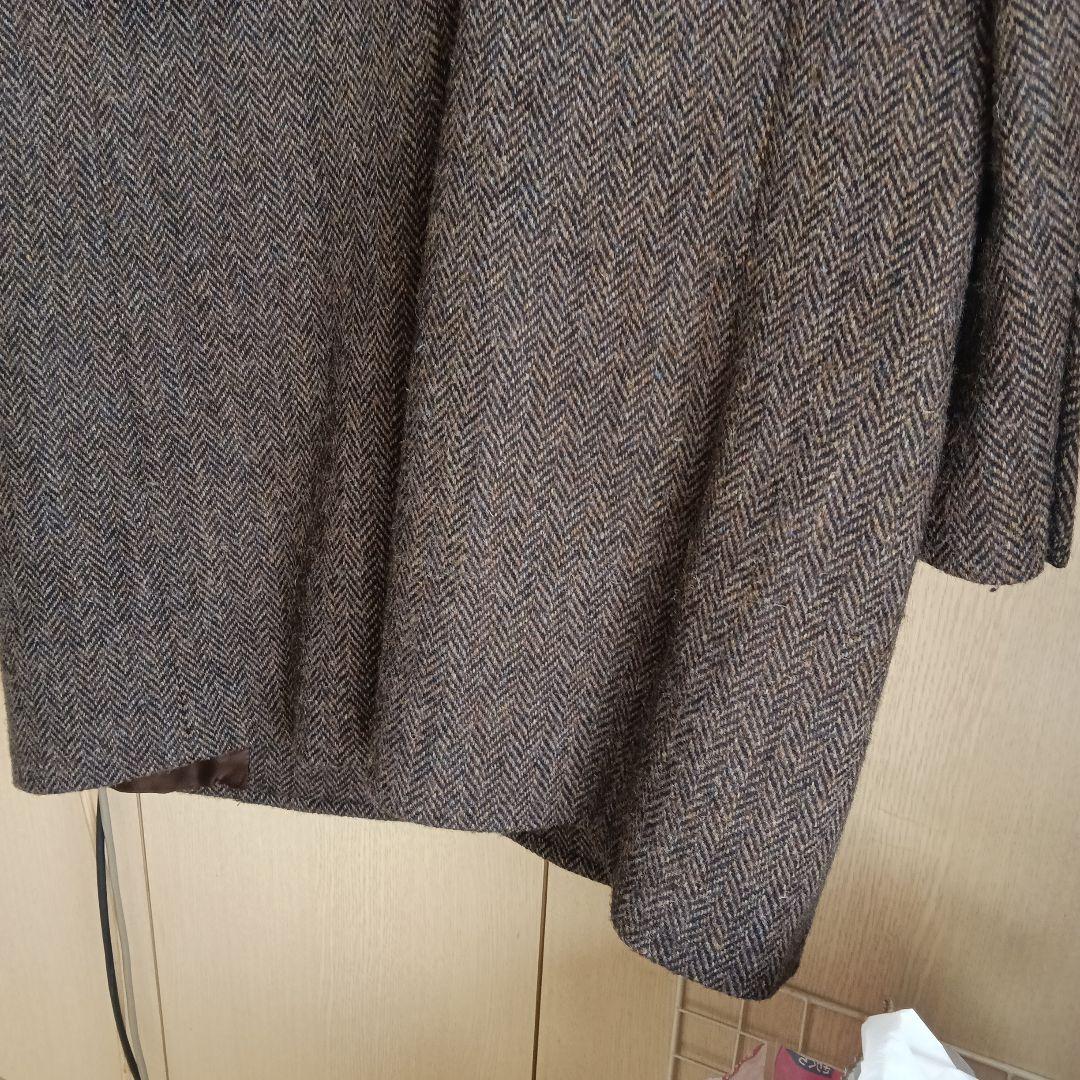 あ*様 ハリスツイードヘリンボーンパターン チェスターコート ブラウン