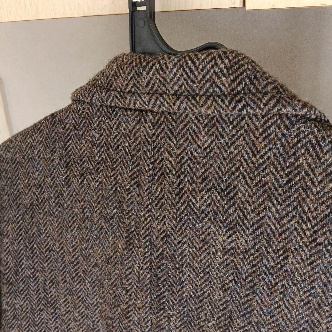 あ*様 ハリスツイードヘリンボーンパターン チェスターコート ブラウン