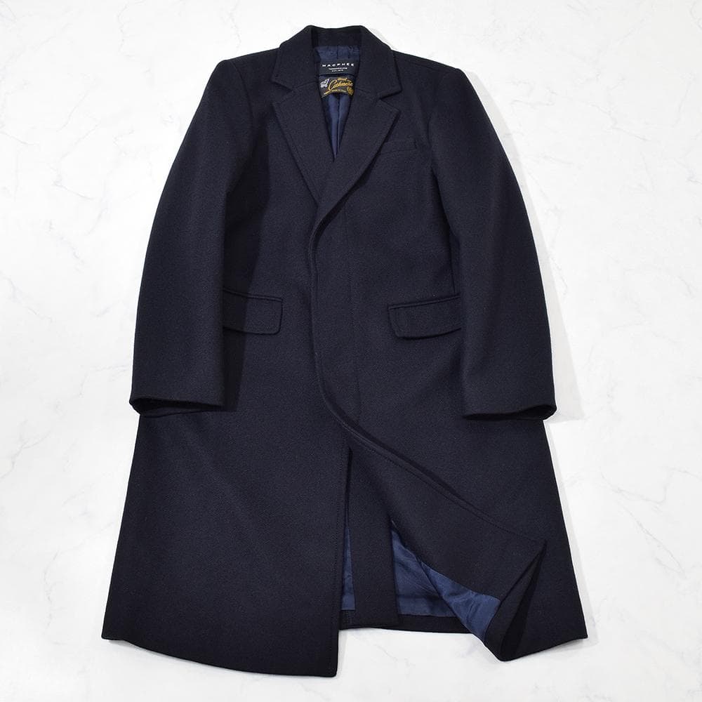 MACPHEE イタリア製 カシミヤウール メルトン チェスターコート 紺 34