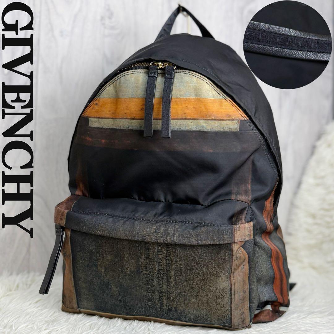 美品♡Givenchy ジバンシー ロゴ スタッズ ナイロン レザー リュック