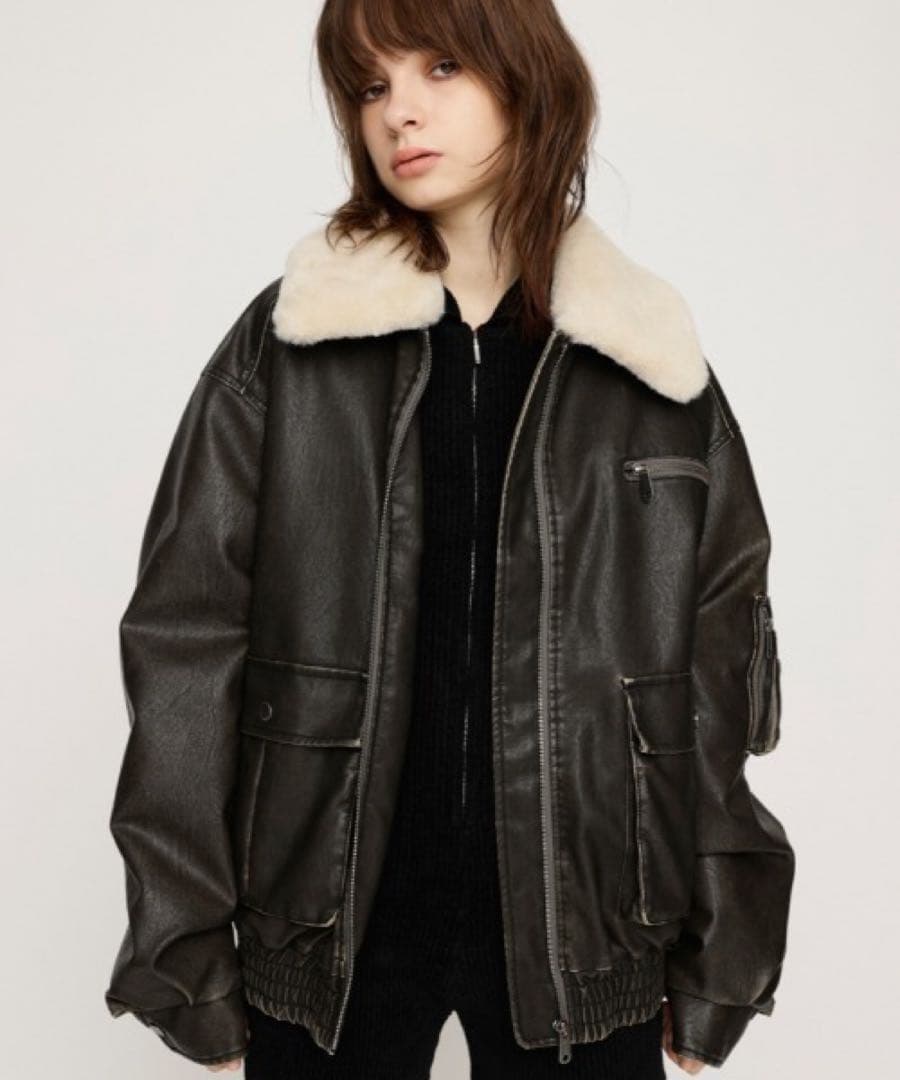 VINTAGE F/LEATHER S/BZ フェイクレザー ショートブルゾン