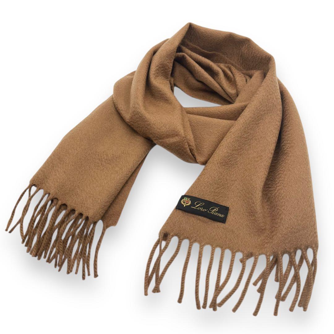 極美品■ロロピアーナ 最高級カシミヤ100 マフラー フリンジ 男女兼用