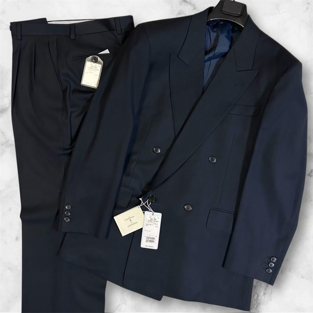 【新品】LONNER×ゼニア 濃紺 ダブルブレスト スーツ 94-A6 イタリア