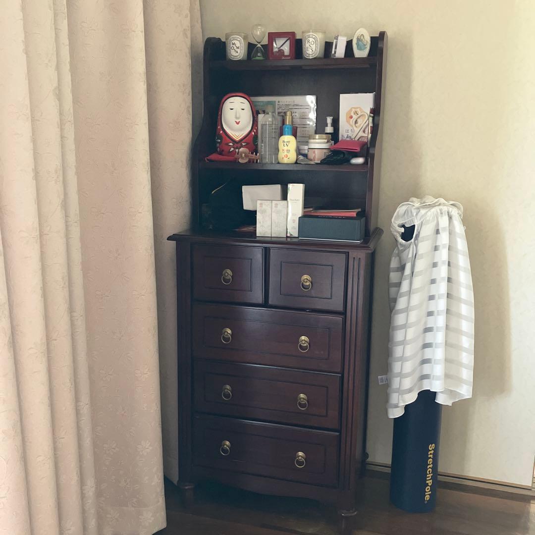 木製ダークブラウンチェスト 5引き出し