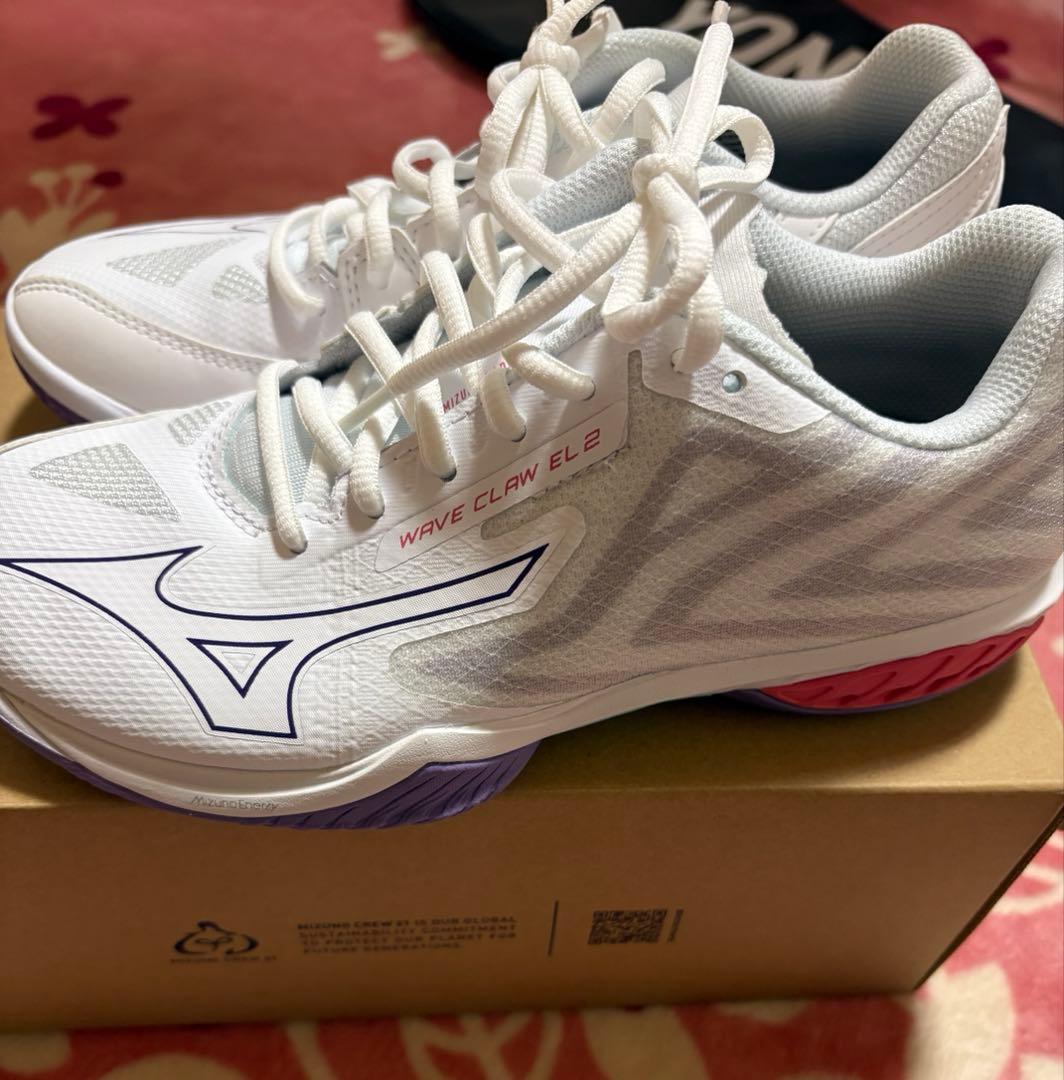 バドミントンシューズ　ウエーブクローEL ホワイト×パープル　24.0