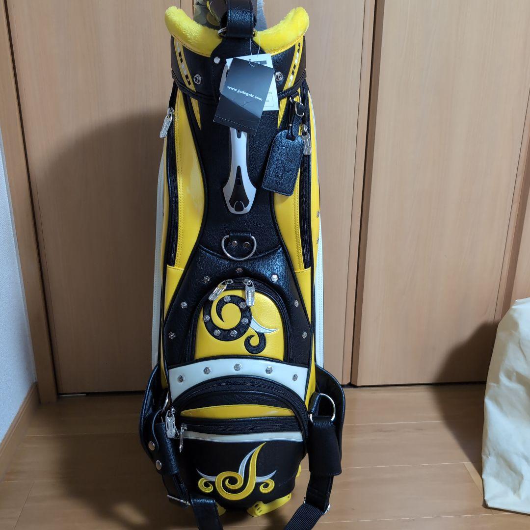ゴルフキャディバッグ 黒/黄色/白 スワールデザイン