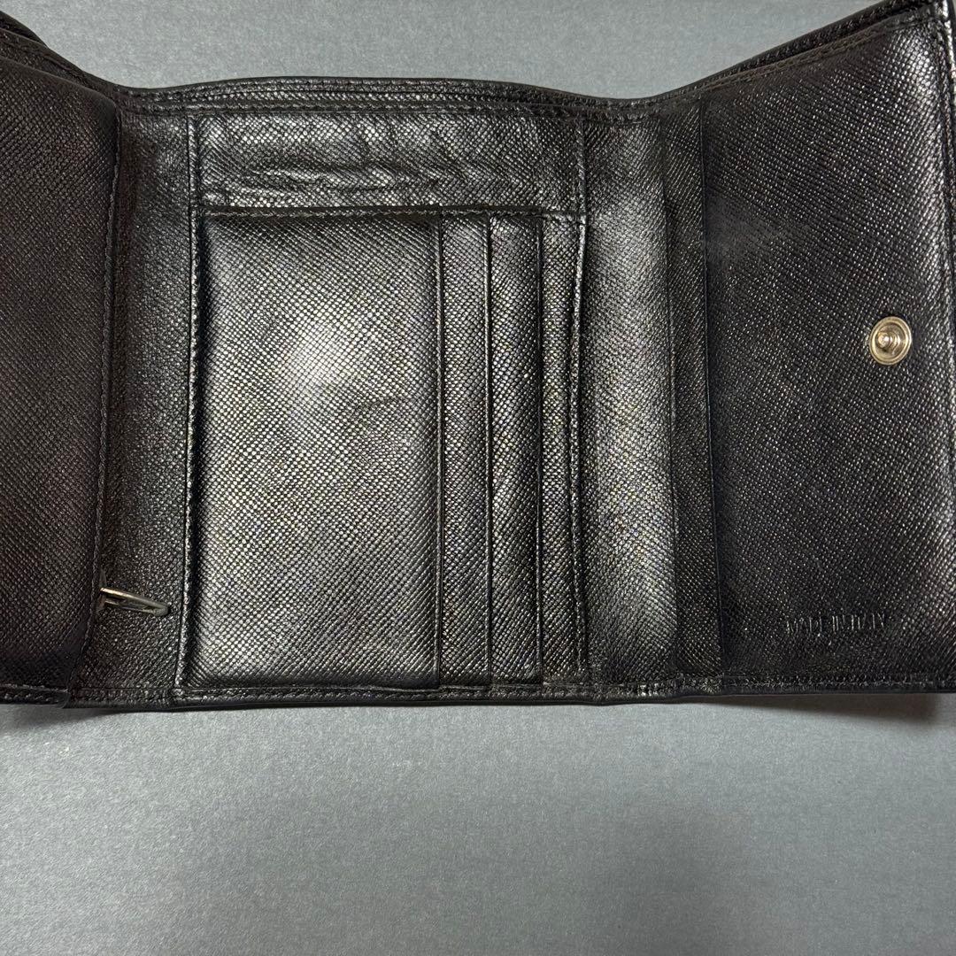 PRADA プラダ◆黒ブラック◆折財布◆三角ロゴ ◆フルレザー