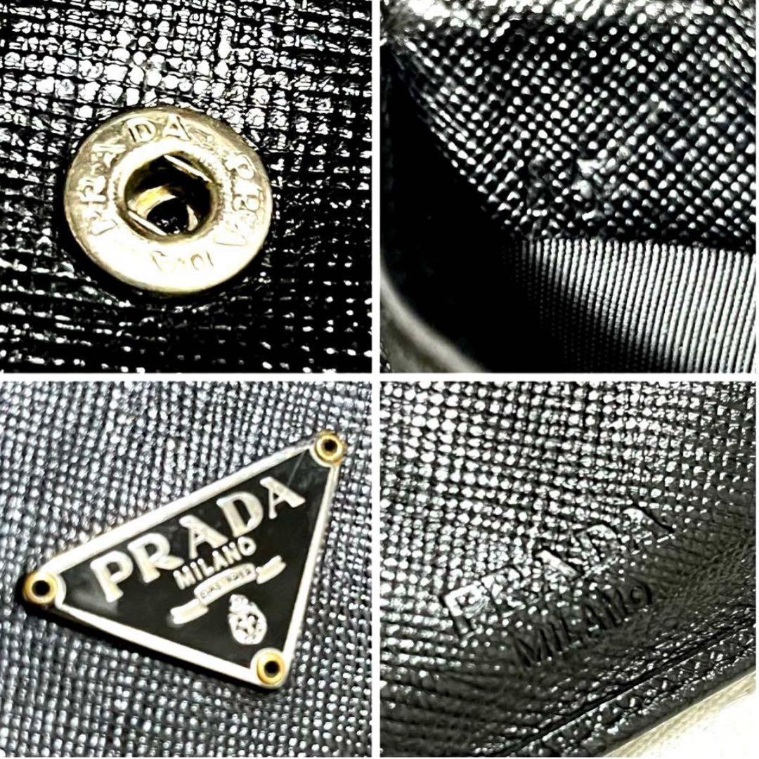 PRADA プラダ◆黒ブラック◆折財布◆三角ロゴ ◆フルレザー