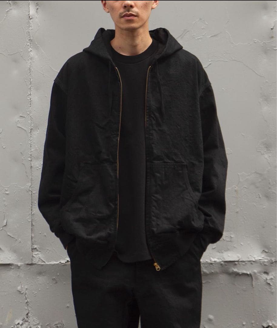 COMOLI 25aw ブラックデニムジップパーカ　サイズ１