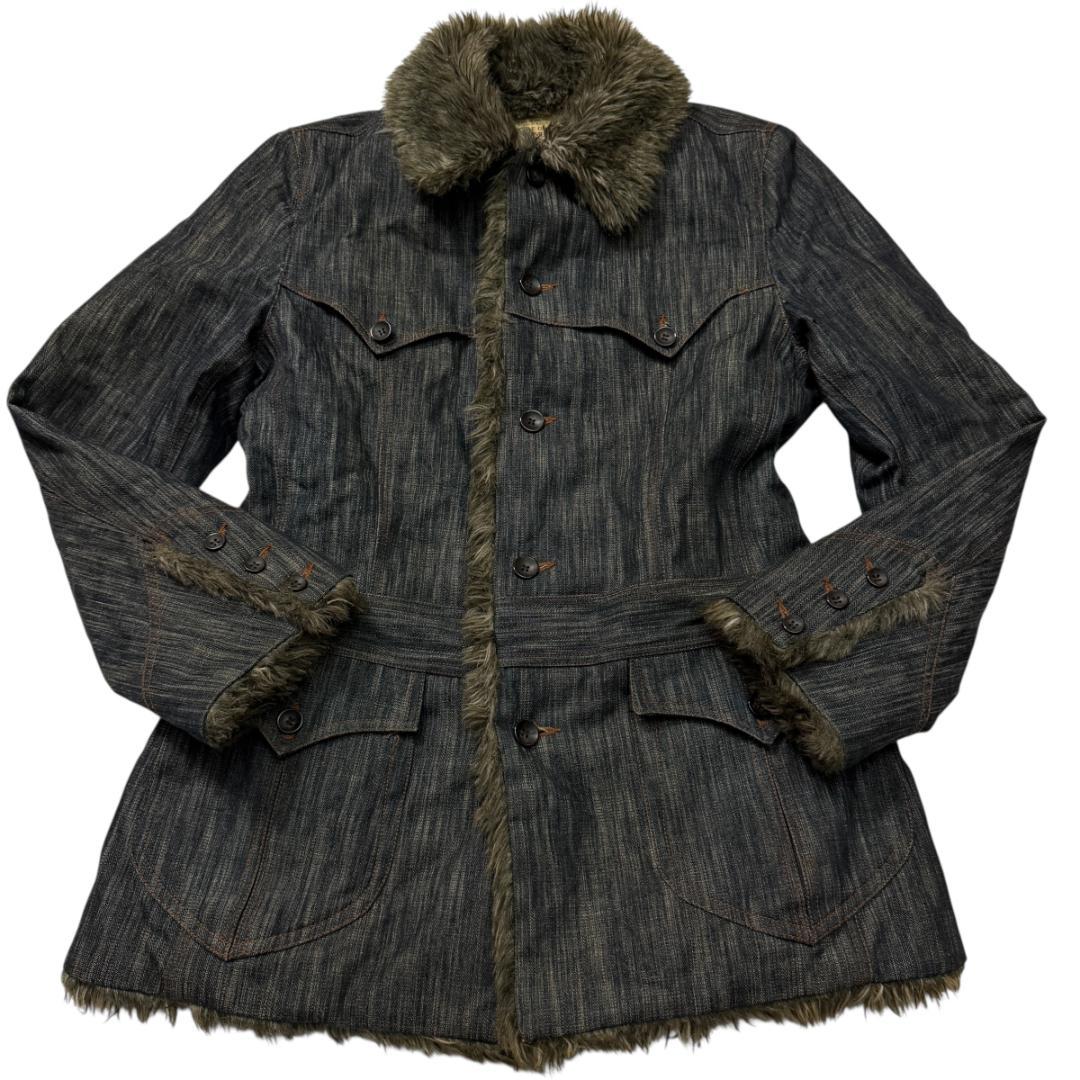 3720 極美品 ニコルクラブフォーメン デニムジャケット ファー裏地 Lサイズ