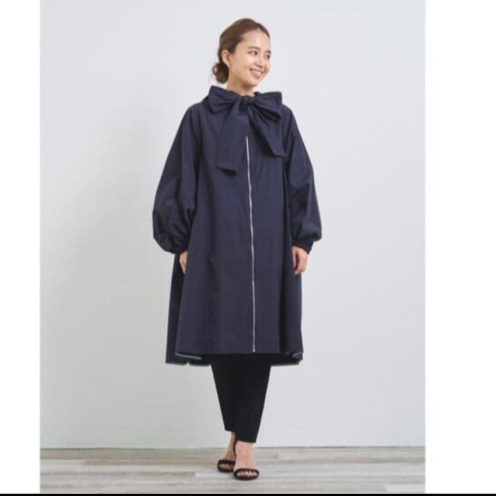 r*c様 yori ビッグリボン撥水ロングパーカー　紺　美品　セレモニー　コート