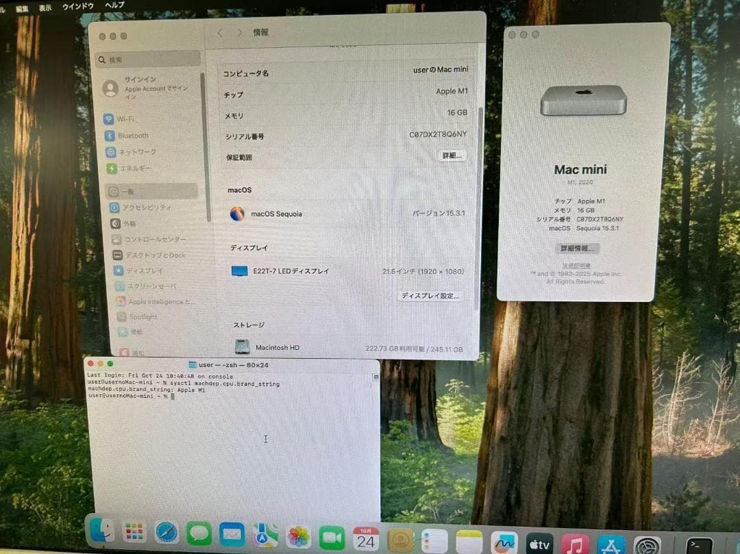 【美品 】Mac mini 2020 M1 16GB 256GB 動作確認済み①