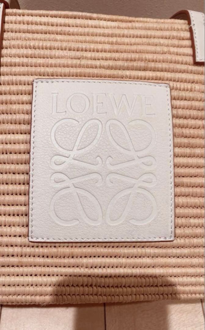 Pm♡shop様 ロエベ スクエア バスケットバッグ ナチュラル/白 ラフィア