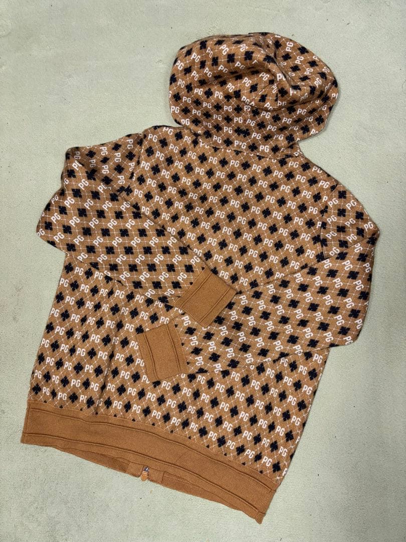 （超美品）パーリーゲイツ、アーガイル柄、ニット素材、シップパーカー、サイズ0