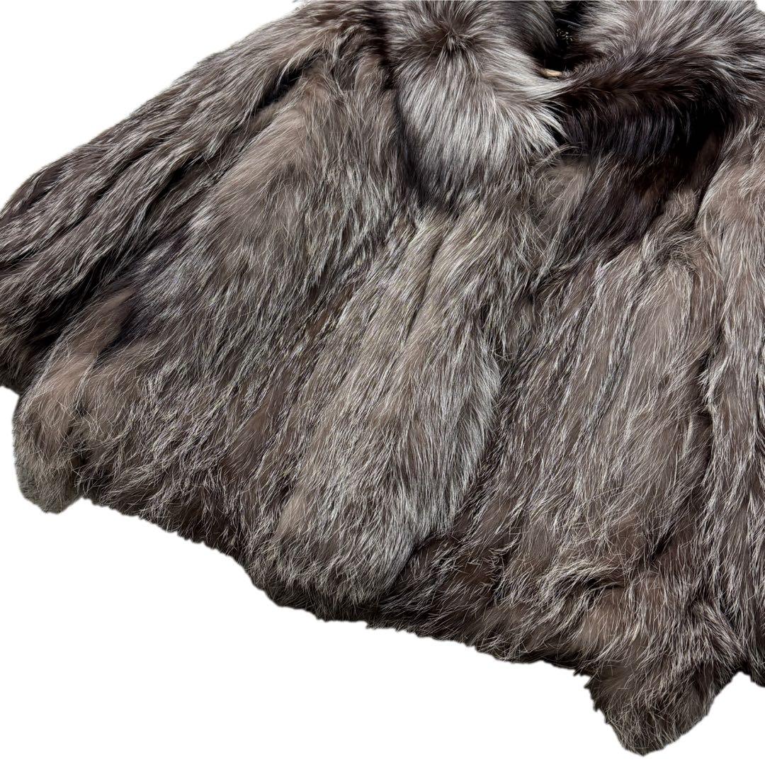 シルバーフォックス　サガフォックス　リアルファーコート　XLサイズ相当　さらさら