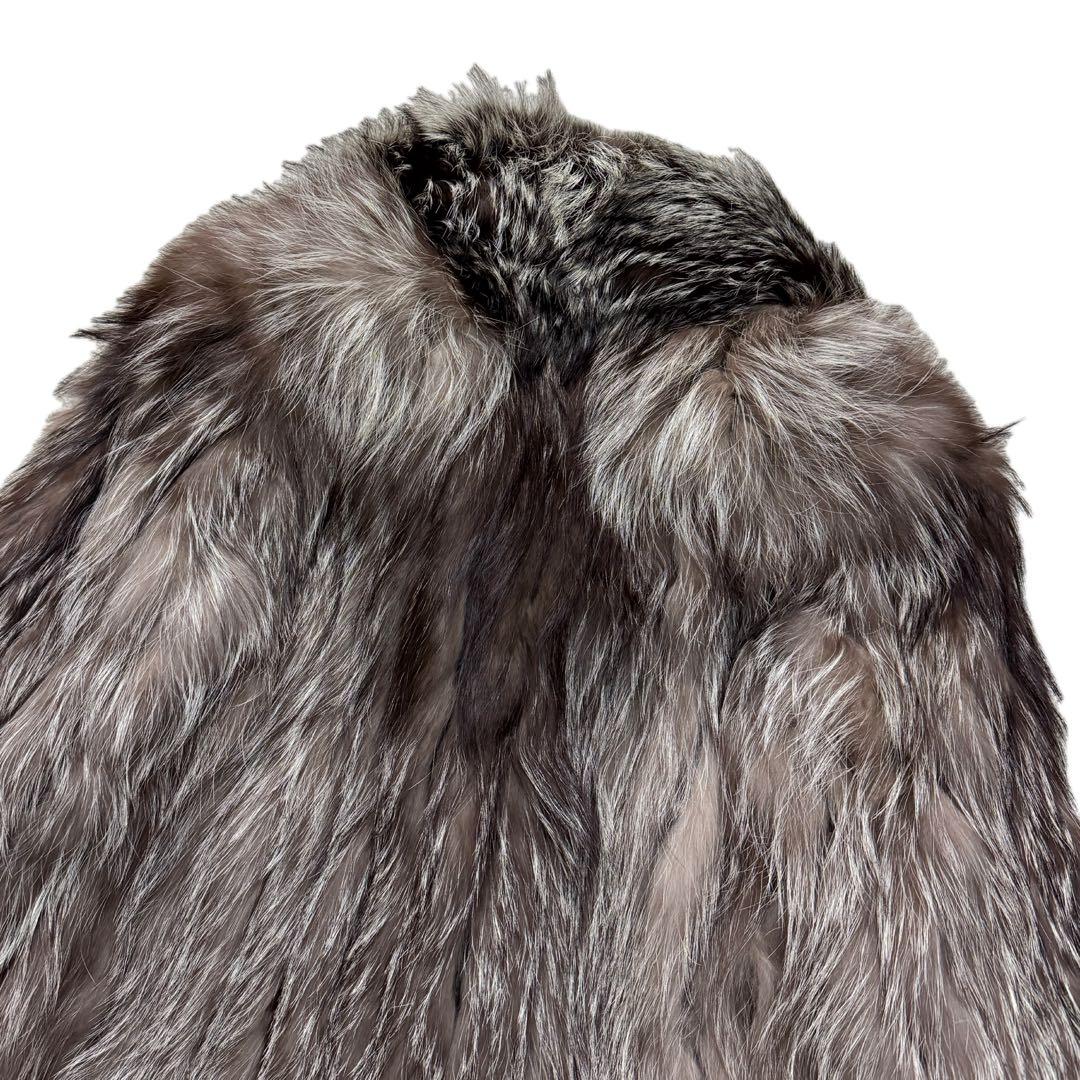 シルバーフォックス　サガフォックス　リアルファーコート　XLサイズ相当　さらさら