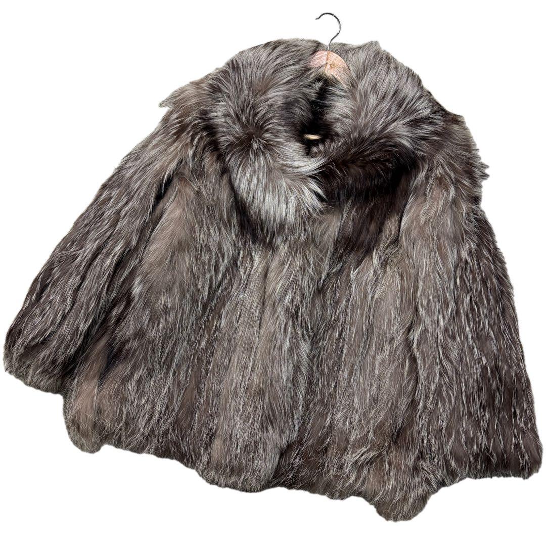 シルバーフォックス　サガフォックス　リアルファーコート　XLサイズ相当　さらさら