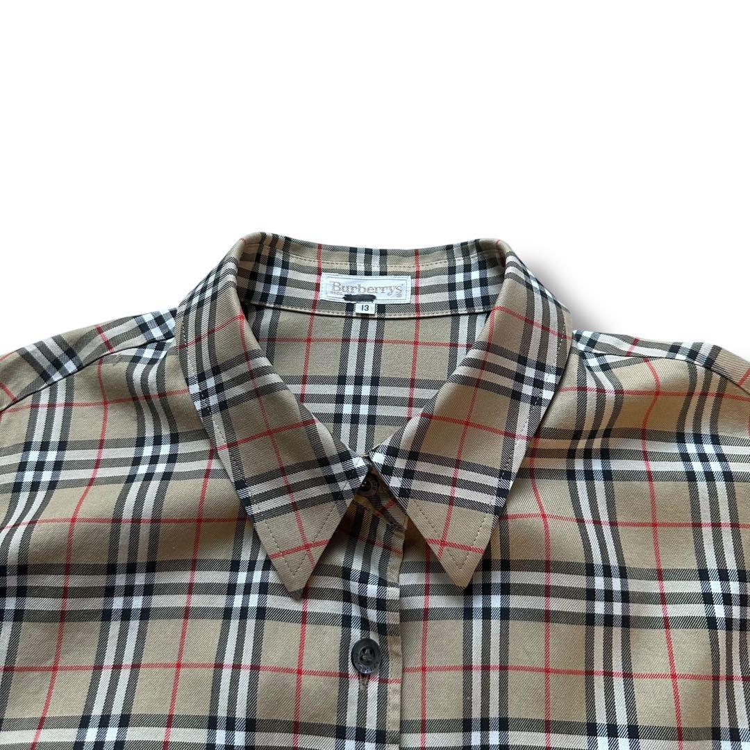 極美品 XL相当 バーバリーズ ノバチェック 刺繍ロゴ 長袖シャツ レディース
