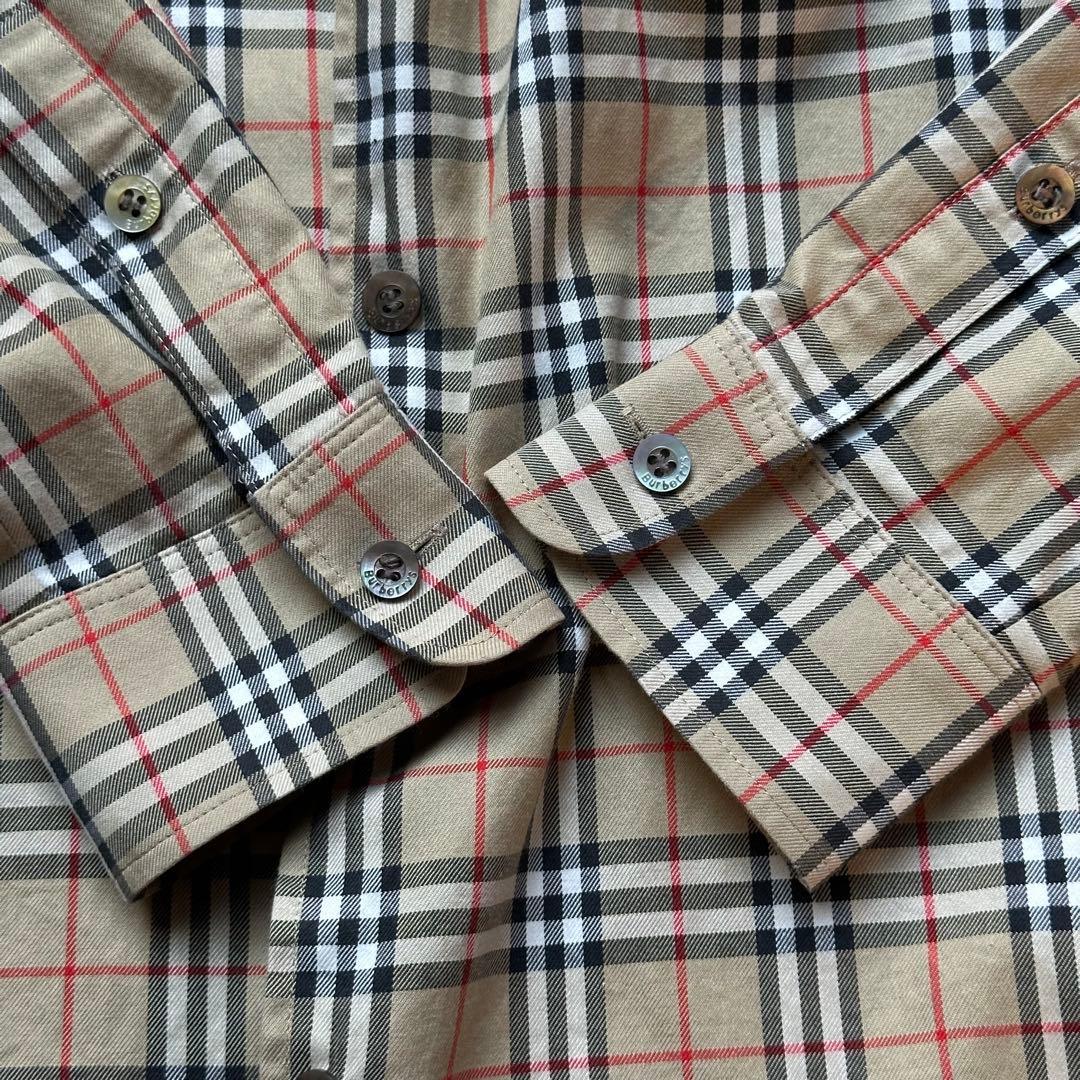 極美品 XL相当 バーバリーズ ノバチェック 刺繍ロゴ 長袖シャツ レディース