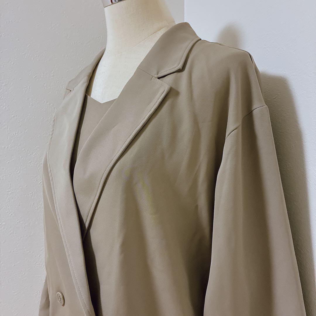 ニアナ　グレージュ　トランスペアレントヘムセットアップドレス ジャケットワンピ