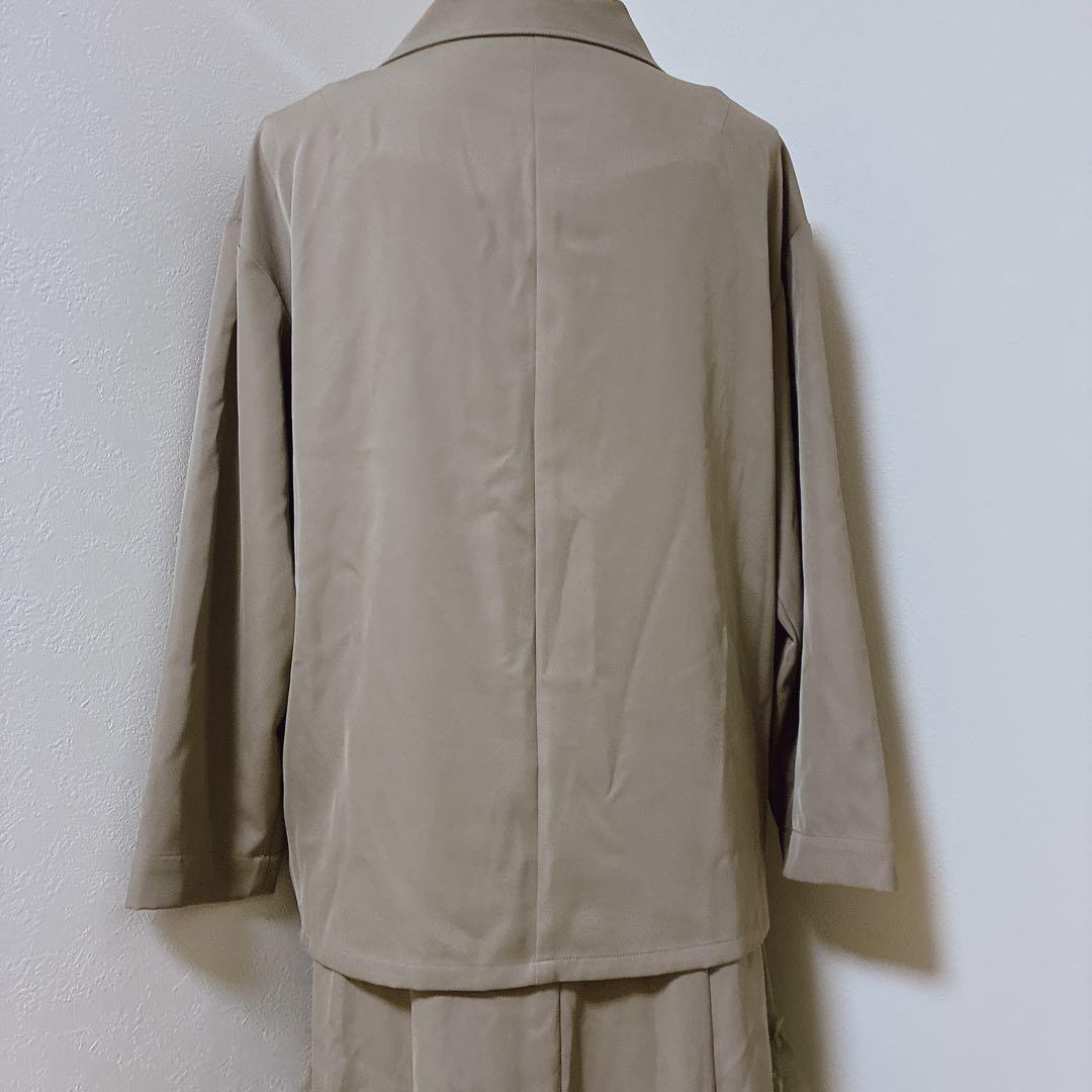 ニアナ　グレージュ　トランスペアレントヘムセットアップドレス ジャケットワンピ