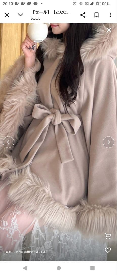 未使用　zozotown限定PARTY フード付きファーケープコート