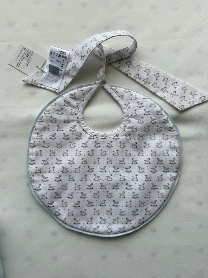 【美品】エルメス　ベビー　おくるみ&スタイセット　ブルー