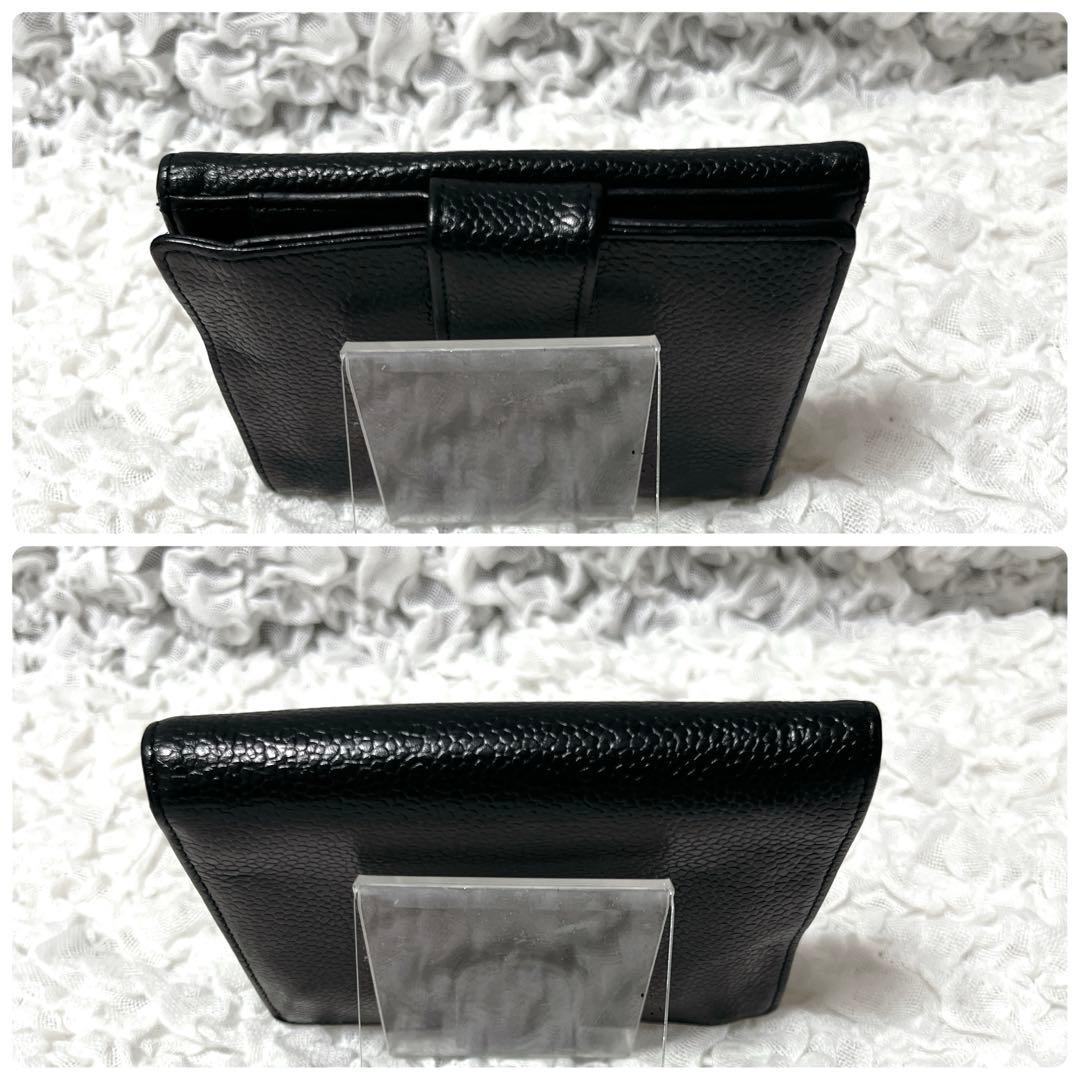 CHANEL ブラック 二つ折り財布 ギャランティカード　箱付　キャビアスキン
