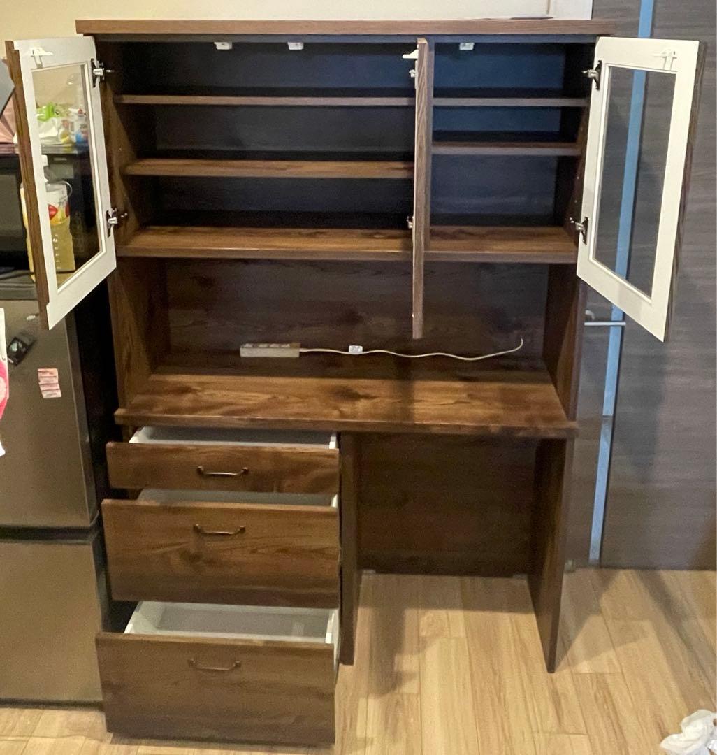 【✴︎最終値下げ】 LOWYA 食器棚 アンティーク調ゴミ箱収納タイプ