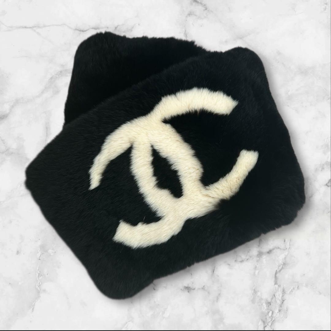 【希少品】CHANEL ラパン ファーマフラー ココマーク 極美品