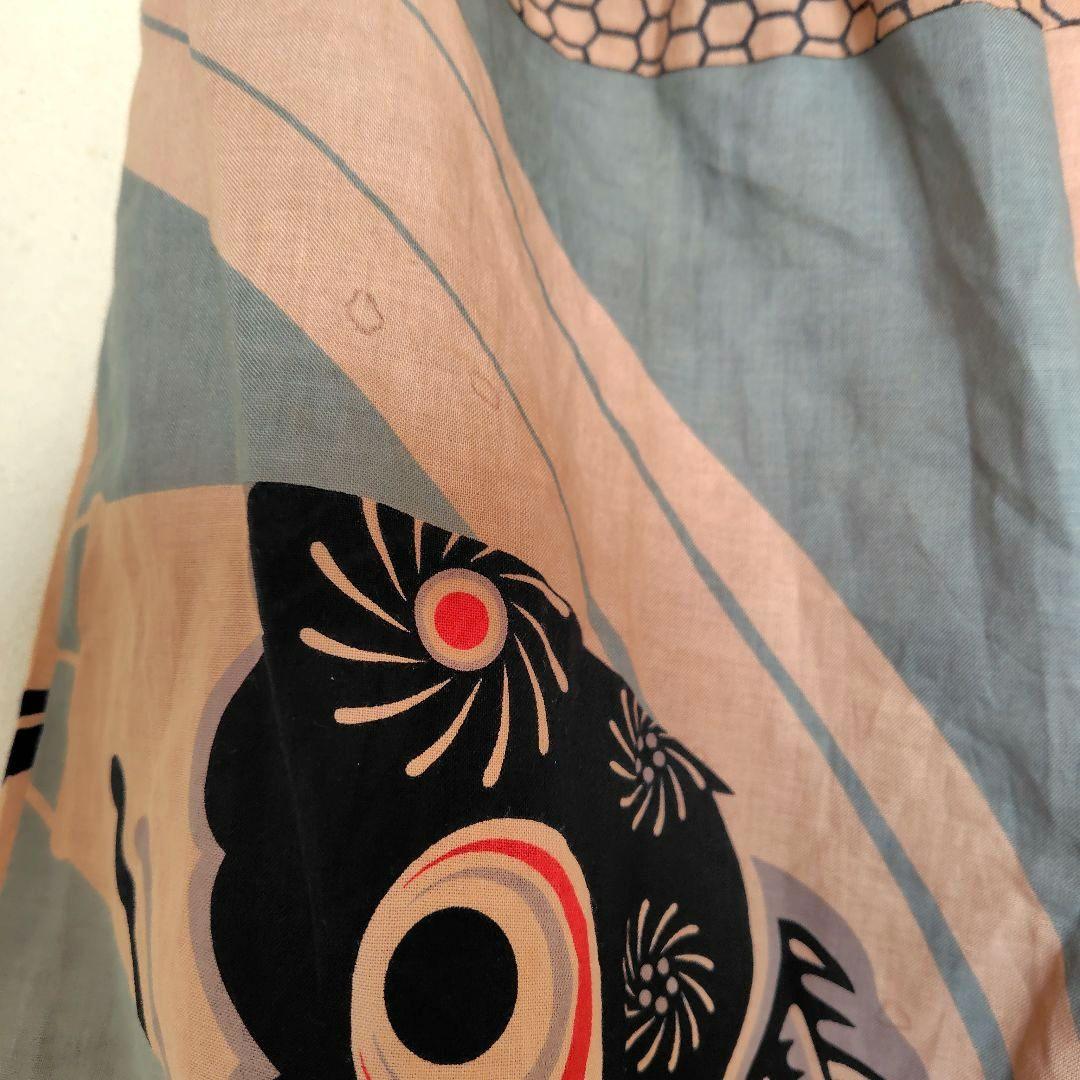 柿渋染めもんぺ【鯉空】ハンドメイド ワイドパンツ 季節手拭い 鯉のぼり 節句