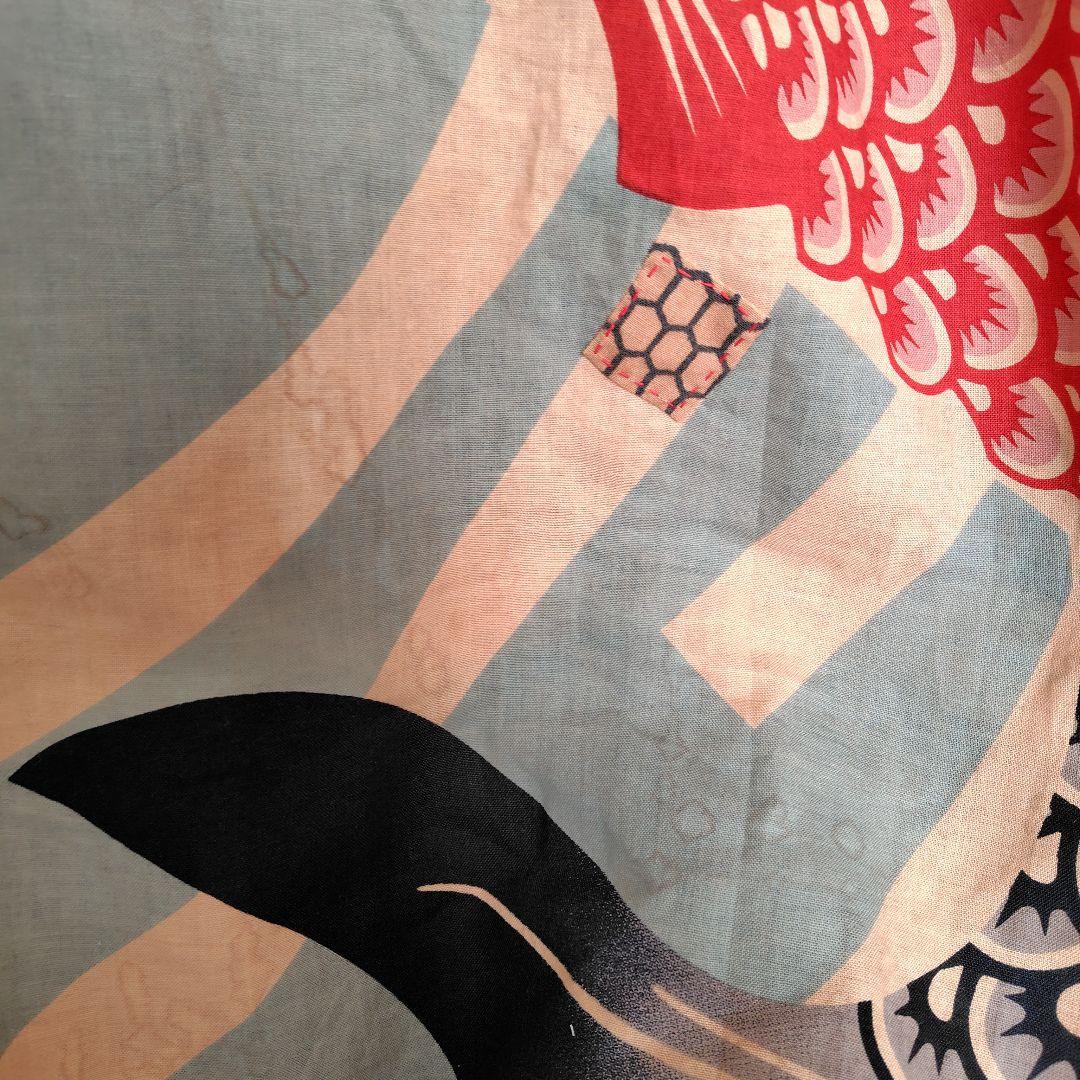 柿渋染めもんぺ【鯉空】ハンドメイド ワイドパンツ 季節手拭い 鯉のぼり 節句