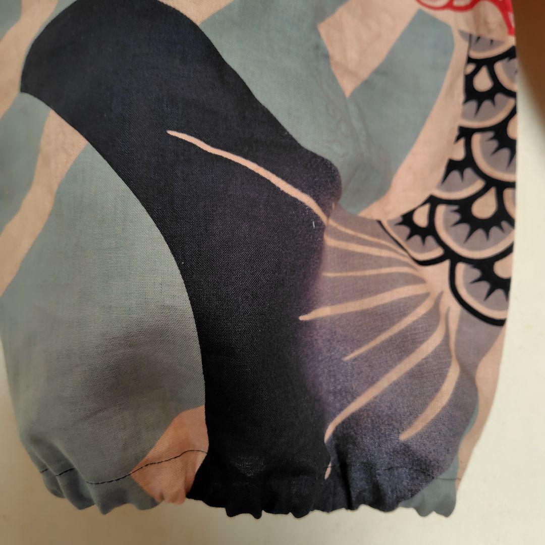 柿渋染めもんぺ【鯉空】ハンドメイド ワイドパンツ 季節手拭い 鯉のぼり 節句