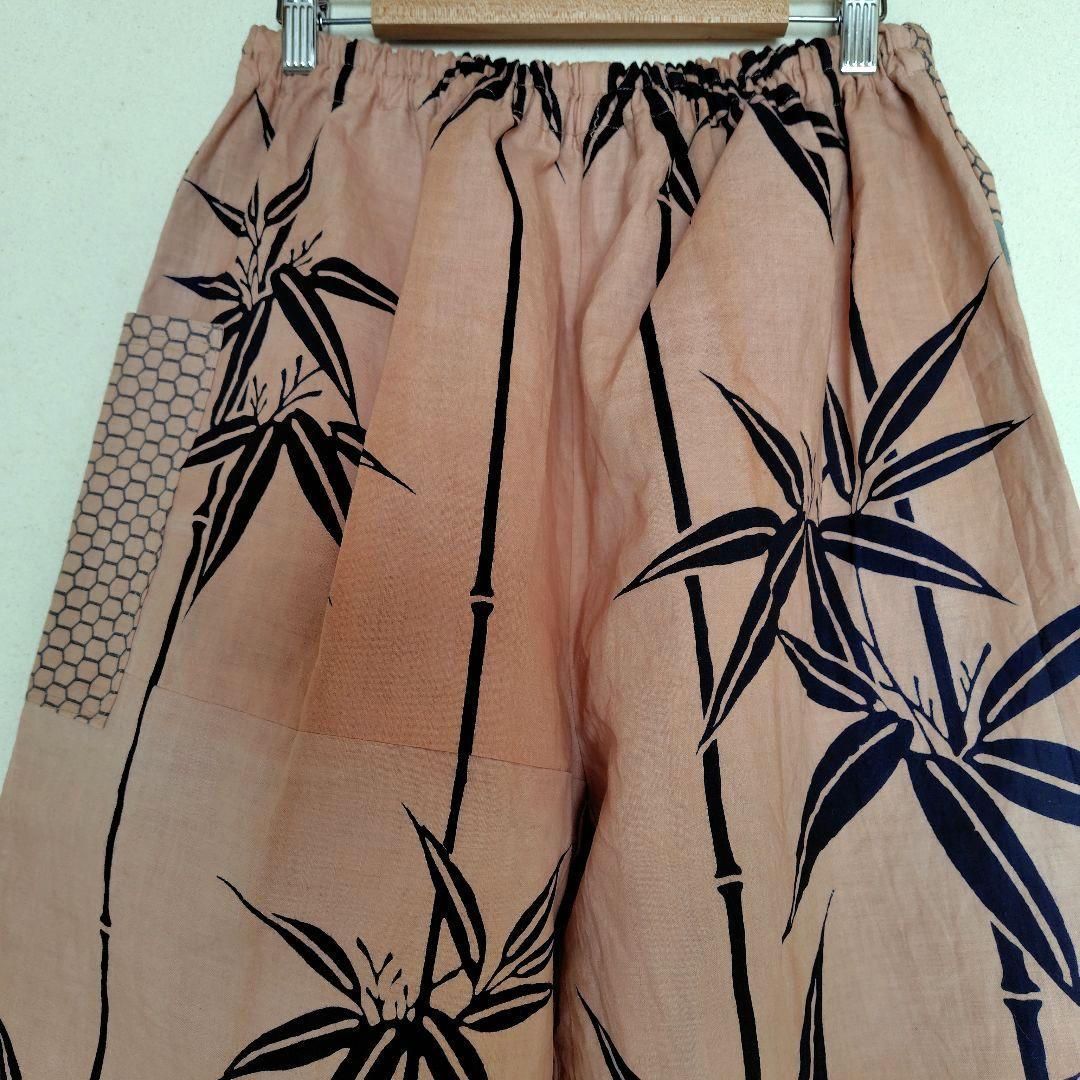 柿渋染めもんぺ【鯉空】ハンドメイド ワイドパンツ 季節手拭い 鯉のぼり 節句