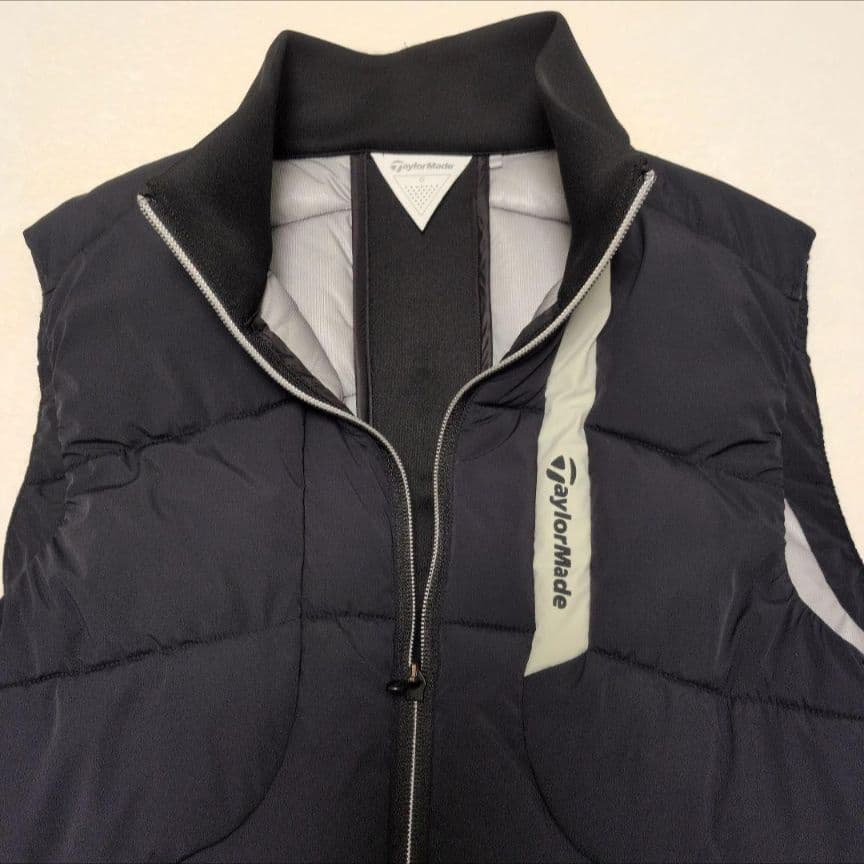 テーラーメイド 中綿ベスト XL 秋冬 防寒 ブラック×ネイビー Oサイズ