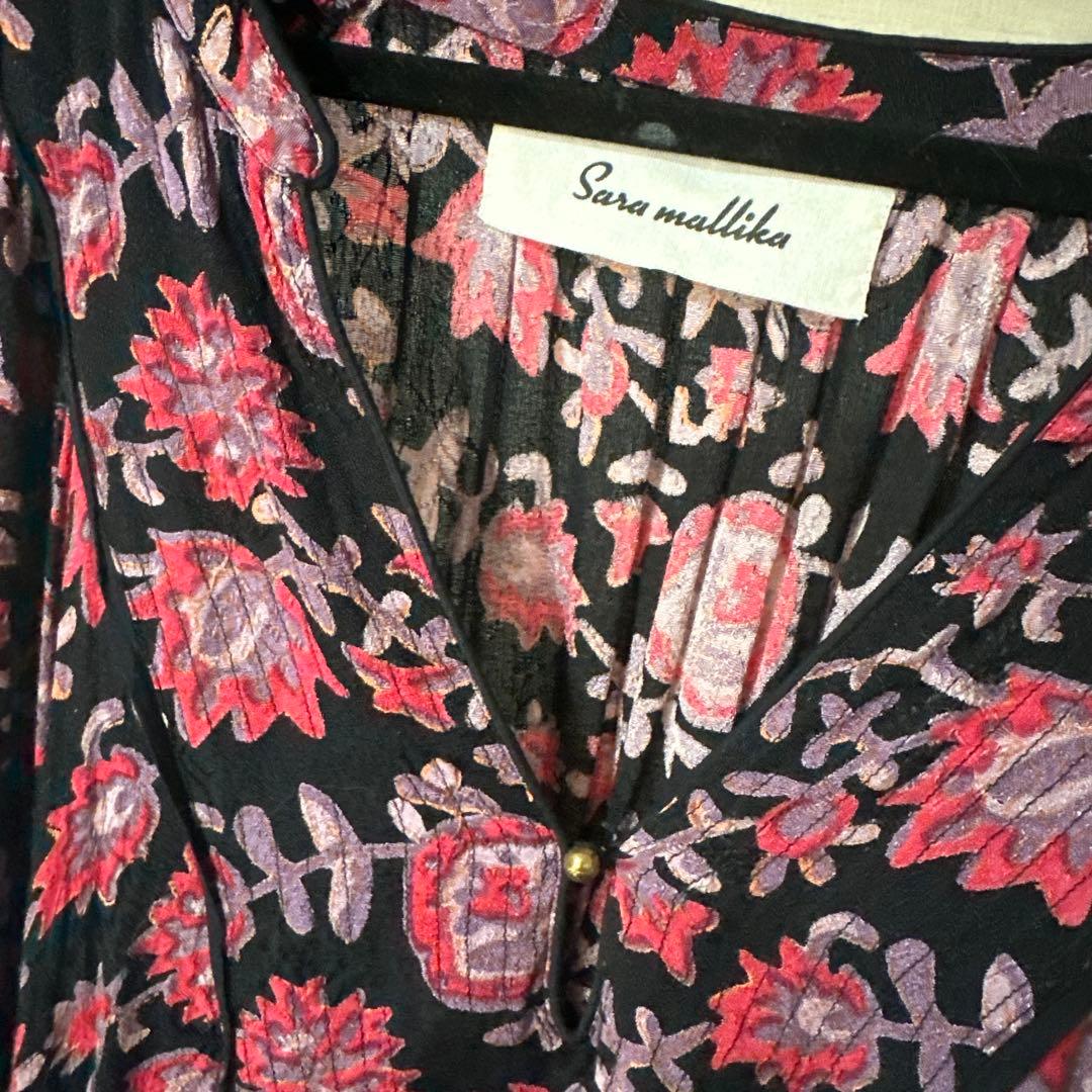 sara mallika サラマリカ 花柄 長袖ロングワンピース チュニック