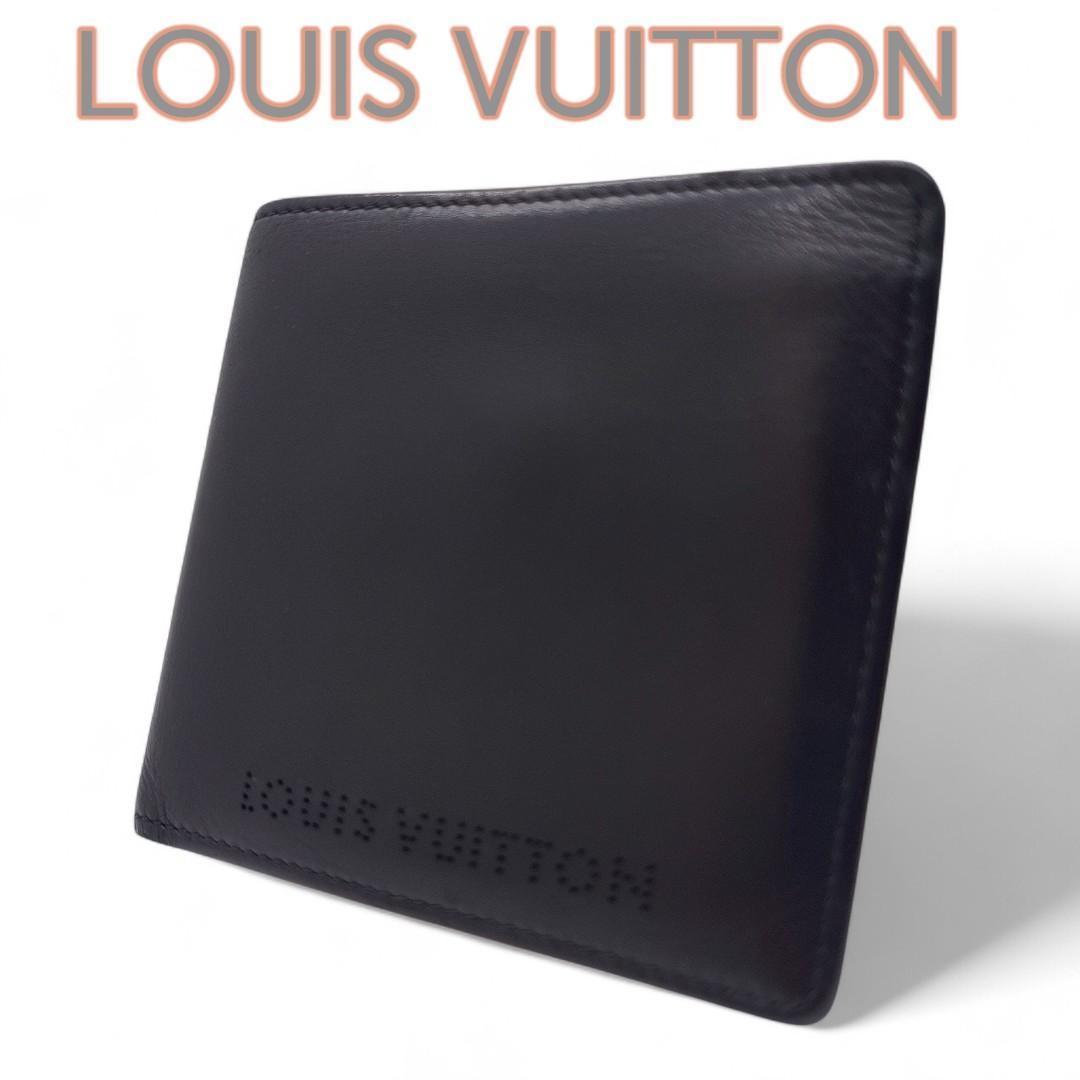 LOUIS VUITTON ルイヴィトン マルコ 二つ折り財布 黒 レザー 美品