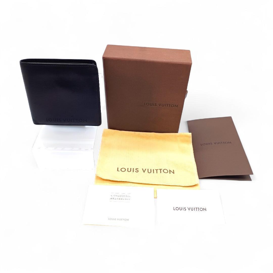 LOUIS VUITTON ルイヴィトン マルコ 二つ折り財布 黒 レザー 美品