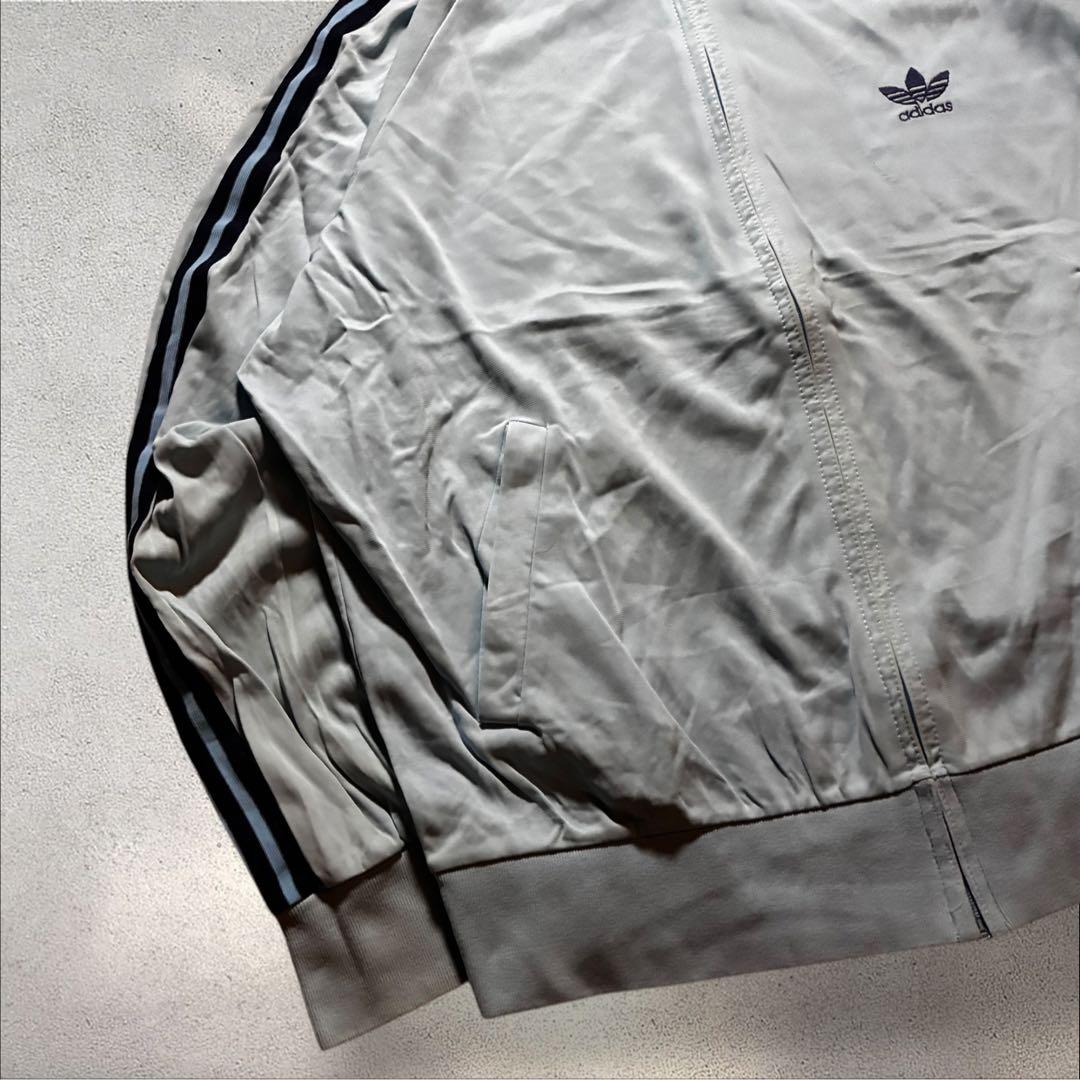 70s adidasATPトラックジャケット刺繍ロゴトレフォイルライトブルー