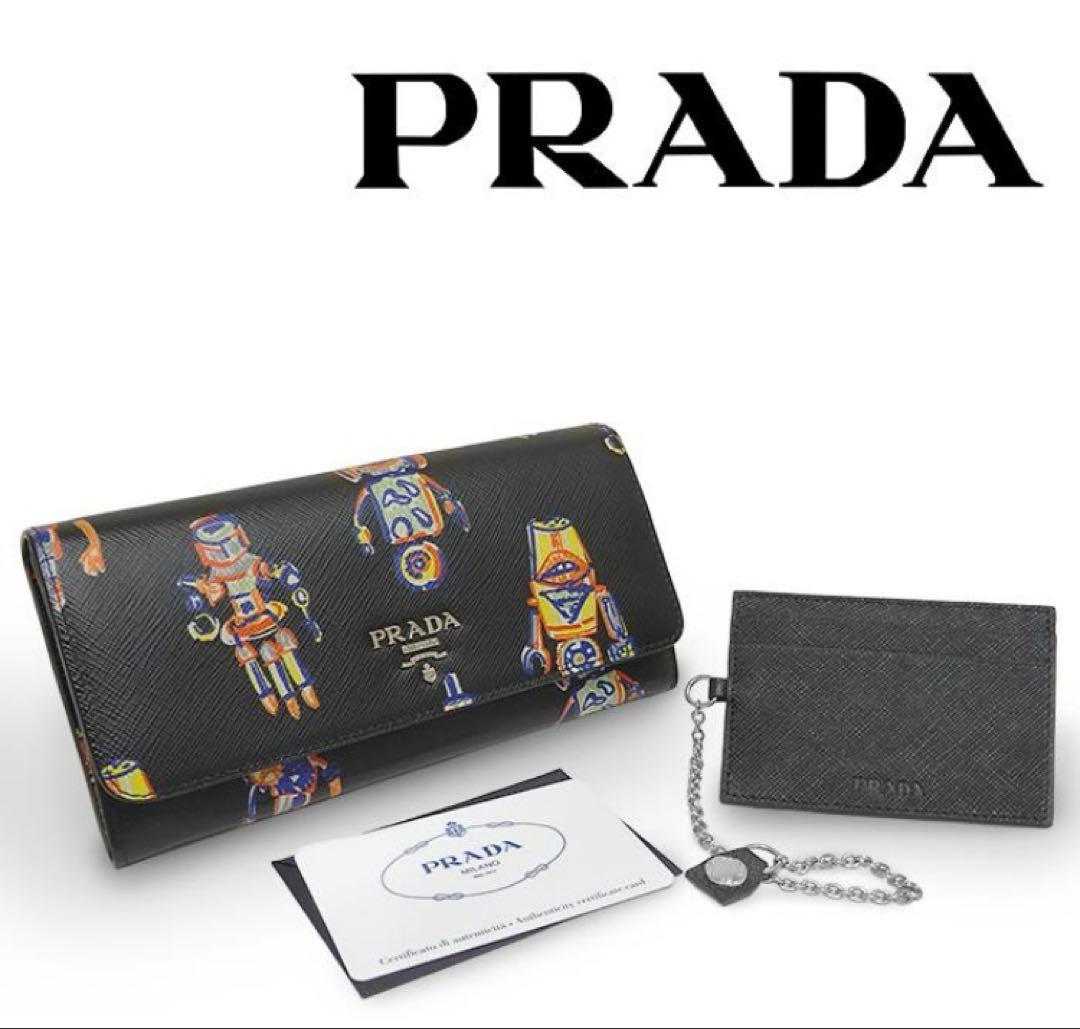 バンブー 　PRADA ロボット柄 長財布 ブラック　プラダ　1MH132