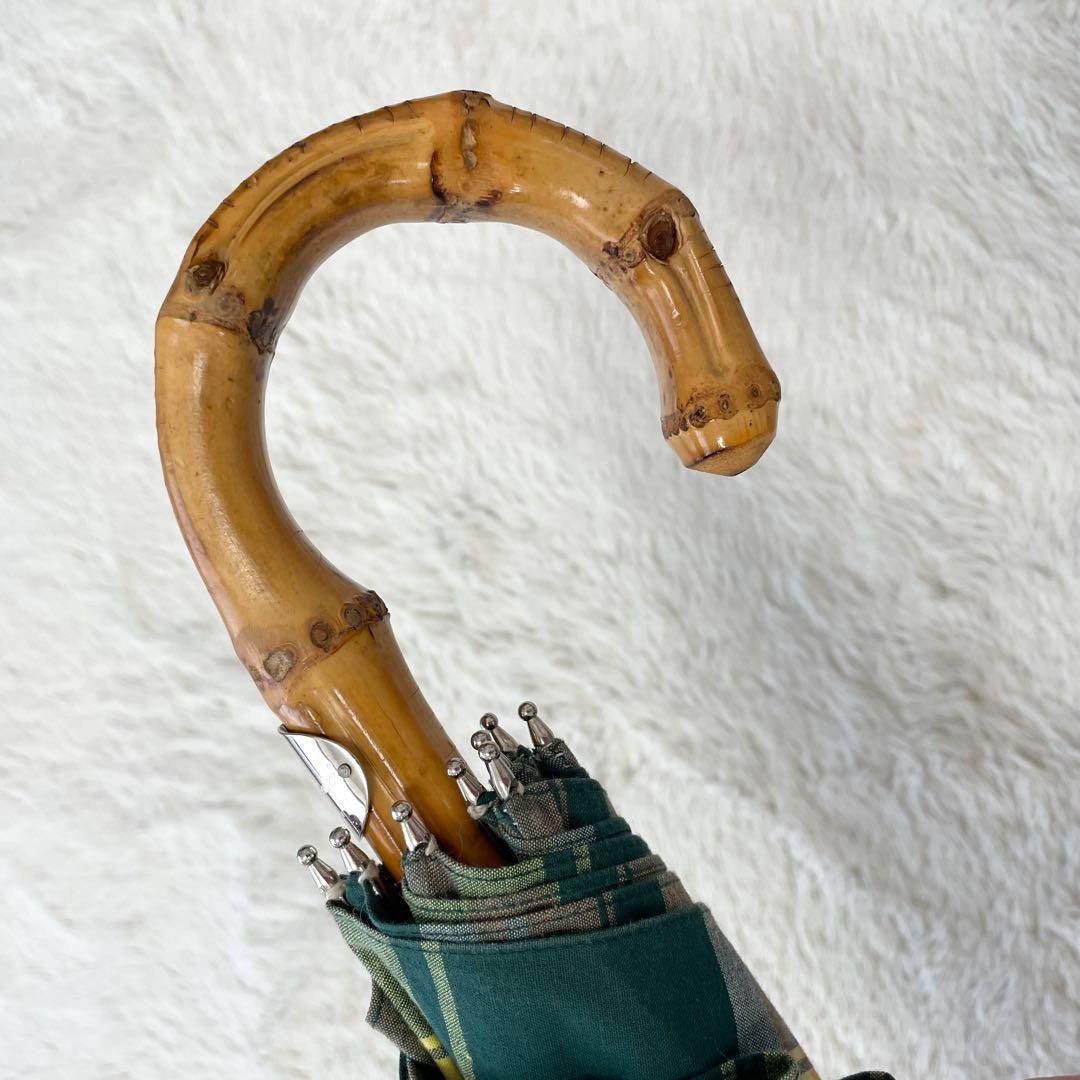 人気　トラディショナルウェザーウェア　マドラスチェック　折り畳み傘　バンブー