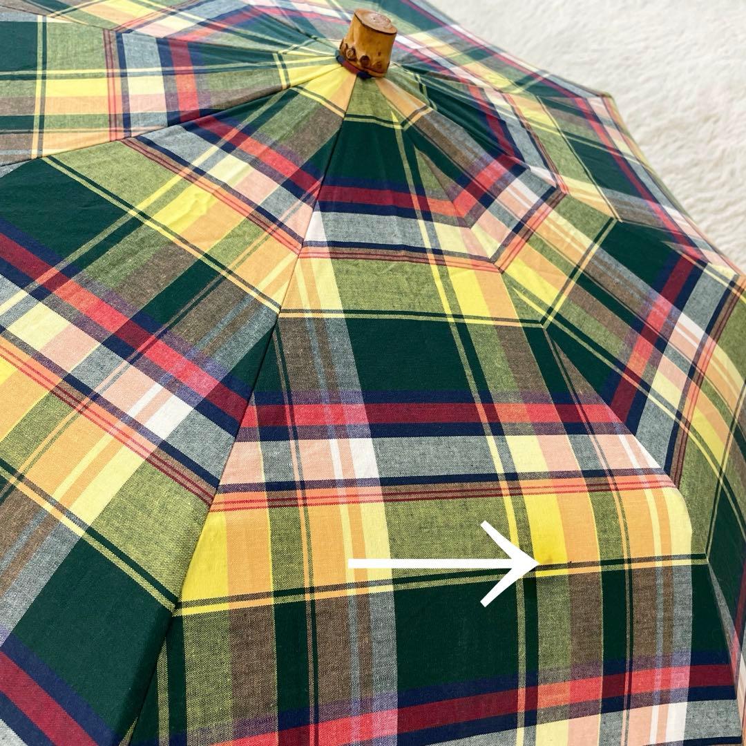 人気　トラディショナルウェザーウェア　マドラスチェック　折り畳み傘　バンブー