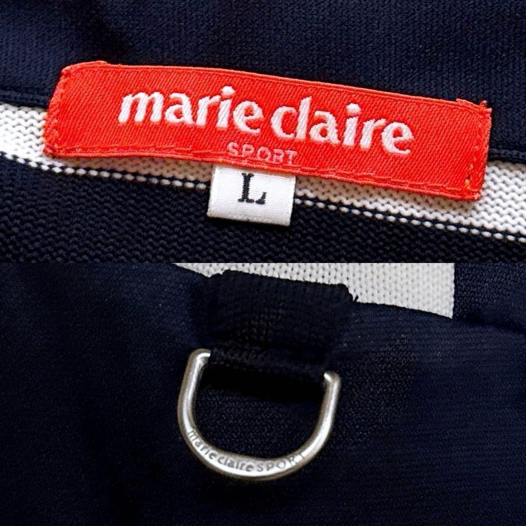【マリクレール】マリン ボーダー ゴルフ ワンピース ストレッチ L 紺×白