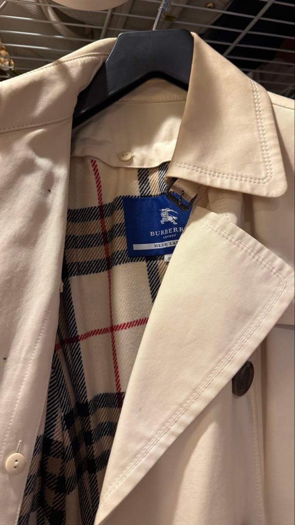 ベージュ チェック柄 トレンチコート