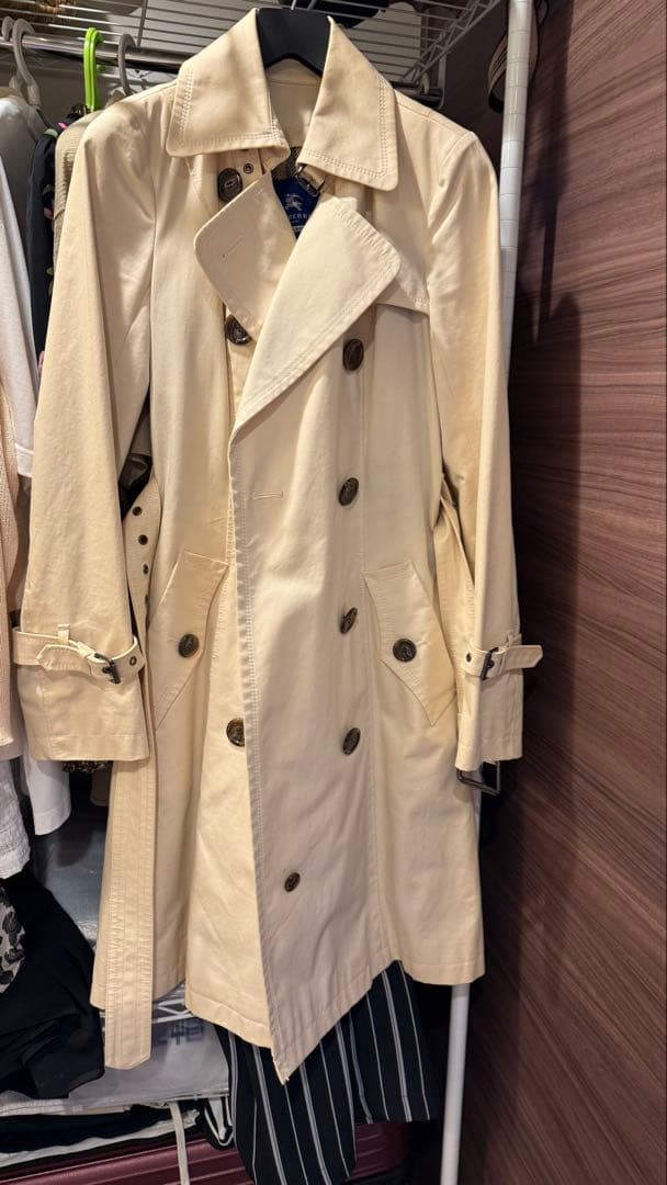 ベージュ チェック柄 トレンチコート